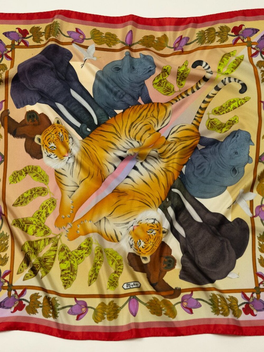 Misheo - Sumatran Reflections Silk Square Scarf - Artist Designed Wildlife Art